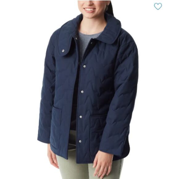 Macy's Bass Outdoor Women's Oversized Quilted Snap-up Jacket Navy Blue - Large - Picture 1 of 9